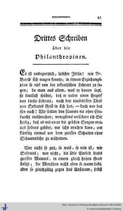 III. Drittes Schreiben