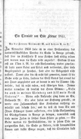 I. Ein Circulair von Ende Februar 1855.