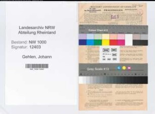 Entnazifizierung Johann Gehlen, geb. 17.03.1892 (Landessekretaer)