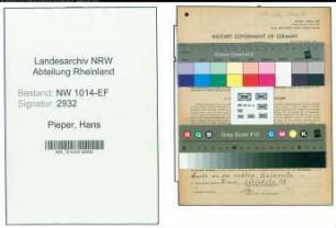 Entnazifizierung Hans Pieper , geb. 14.08.1909 (Kaufmann)