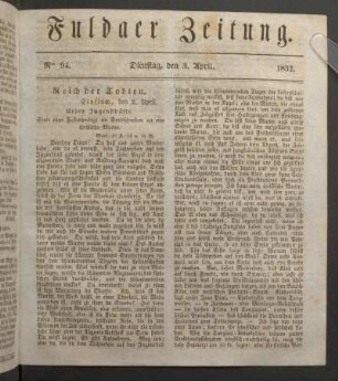 Dienstag, den 3. April. 1832