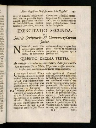 155-238, Exercitatio Secunda. De Sacris Scripturis & Controversiarum Judice.