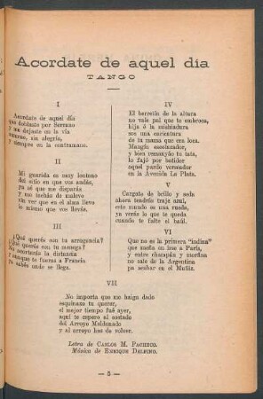 Acordate de aquel día : Tango