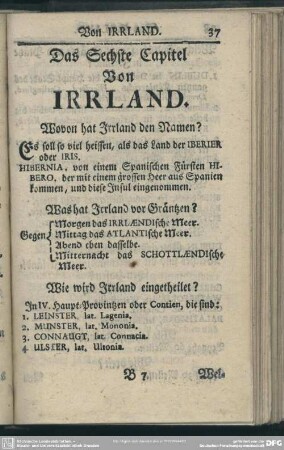 Das Sechste Capitel. Von Irrland