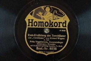 Rom-Erzählung des Tannhäuser : aus "Tannhäuser"; II. Teil / von Richard Wagner