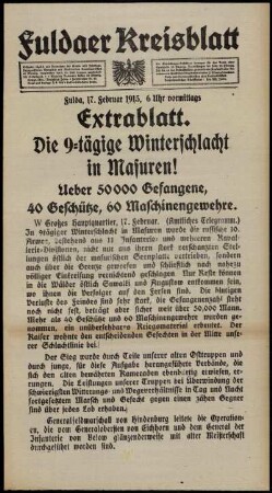 Erste Ausgabe vom Mittwoch, den 17. Februar 1915.