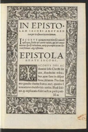In Epistolam Iacobi Argumentum per Erasmum Roterodamum.