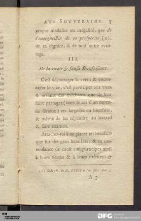 III. De la vraie & fausse Bienfaisance.