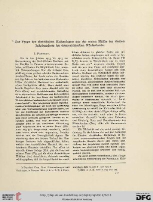 19/20.1919: Zur Frage der christlichen Kultanlagen aus der ersten Hälfte des vierten Jahrhunderts im österreichischen Küstenlande