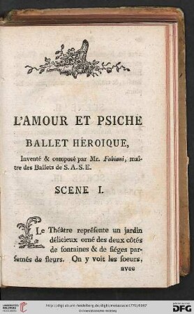 L’amour et Psiché, ballet héroique