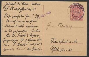 Brief an Bernhard Firnberg : 16.03.1919