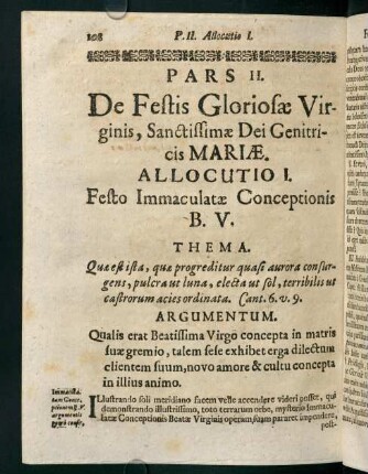 108-173, Pars II. De Festis Gloriosae Virginis, Sanctissimae Dei Genitricis Mariae