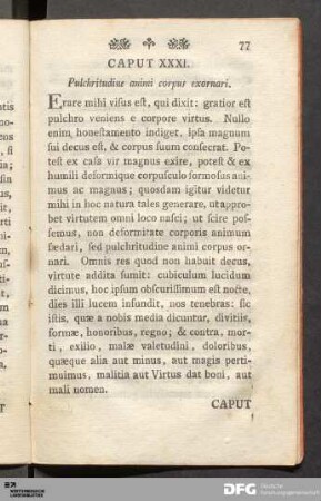 Caput XXXI. Pulchritudine animi corpus exornari