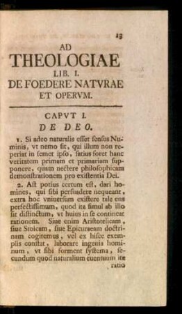 Ad Theologiae Lib. I. De Foedere Naturae Et Operum