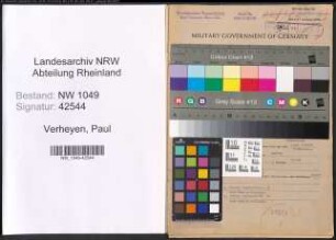 Entnazifizierung Paul Verheyen , geb. 13.02.1895 (Werkmeister)