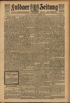 Erste Ausgabe vom Montag, den 21. Dezember 1908.