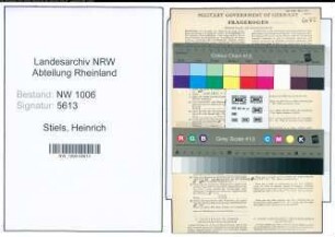 Entnazifizierung Heinrich Stiels , geb. 11.05.1922 (Arbeiter)