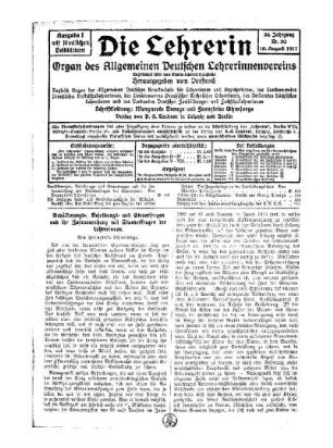Bevölkerungs-, Besoldungs- und Steuerfragen und ihr Zusammenhang mit Standesfragen der Lehrerinnen