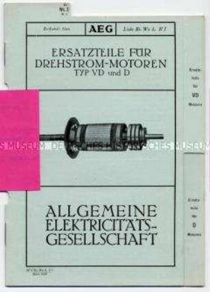 Ersatzteile für Drehstrom-Motoren Typ VD und D (O) (Liste Et. Ws 3, NI)