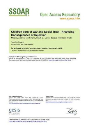 Children born of War and Social Trust - Analyzing Consequences of Rejection
