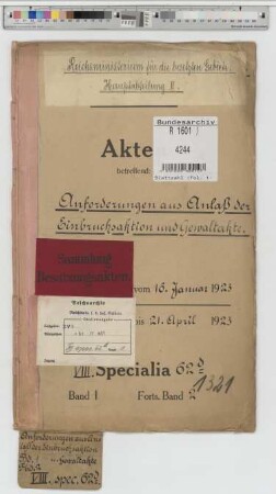 Anforderungen aus Anlaß der Einbruchsaktion und Gewaltakte: Bd. 1