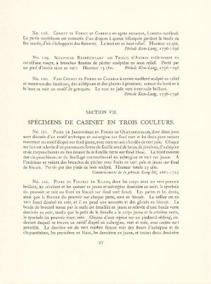 Section VII. Spécimes de cabinet en trois couleurs
