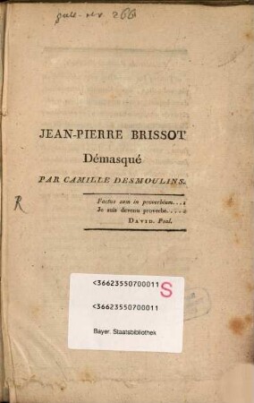 Jean Pierre Brissot Démasqué