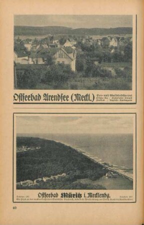 Ostseebad Arendsee (Meckl.) ; Ostseebad Müritz i. Mecklenbg.