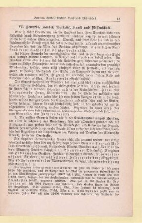 VI. Gewerbe, Handel, Verkehr, Kunst und Wissenschaft