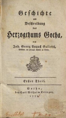 Geschichte und Beschreibung des Herzogthums Gotha, 1