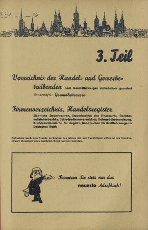 3.Teil, Verzeichnis der Handel- und Gewerbetreibenden, Firmenverzeichnis, Handelsregister