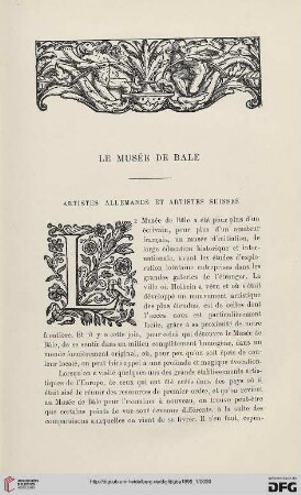 3. Pér. 15.1896: Le Musée de Bâle, [1] : artistes allemands et artistes suisses