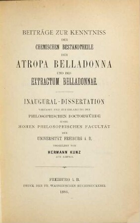 Beiträge zur Kenntniss der chemischen Bestandtheile der Atropa Belladonna und des Extractum Belladonnae