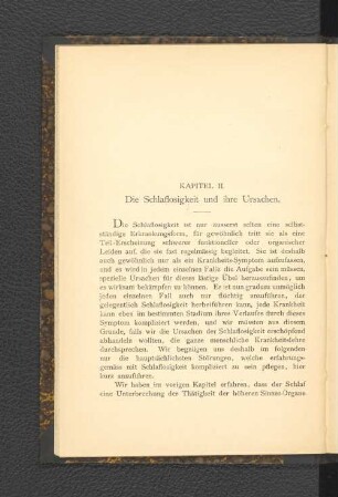 Kapitell II. Die Schlaflosigkeit und ihre Ursachen.