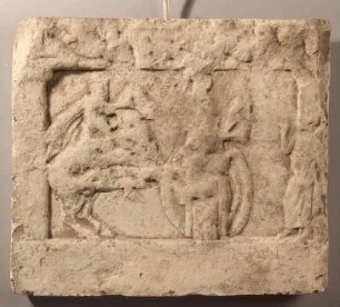 Relief (Teilabguss?) von einem attischen Urkundenrelief (oder Weihrelief?)