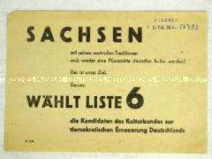 Aufruf des Kulturbundes Sachsen zu den Wahlen 1946