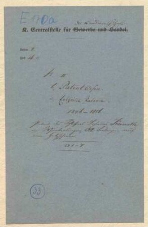 Patent des Schlossers Keinath in Winterlingen auf eine Holzschere