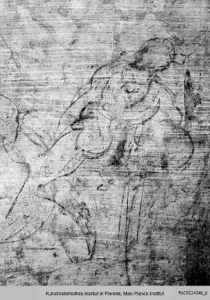 Wandzeichnung an der Nordwand: Figurenstudien : Liegende männliche Figur