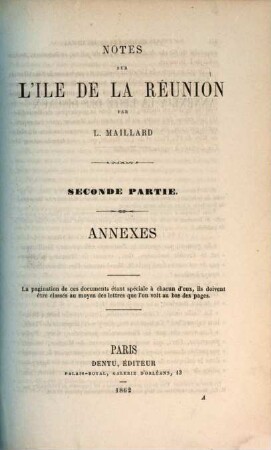 Notes sur l'Ile de la Réunion  par L. Maillard, 2