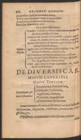 De Diversis Carminum Generibus. Caput Tertium.