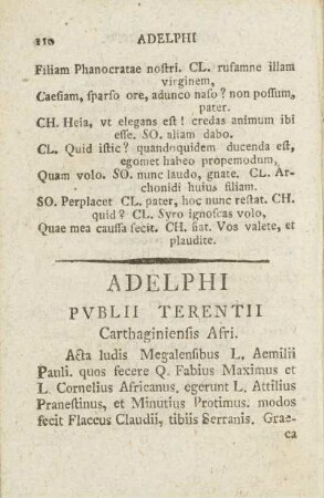 Adelphi. Pvblii Terentii, Carthaginiensis Afri