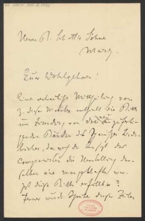 Brief an B. Schott's Söhne : 08.03.1891