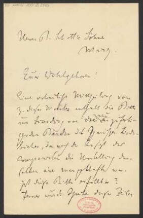 Brief an B. Schott's Söhne : 08.03.1891