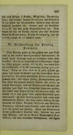 IV. Beschreibung der Provinz Pommern