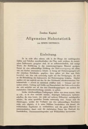 Zweites Kapitel. Allgemeine Holzstatistik