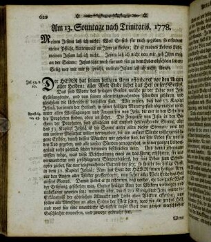 Am 13. Sonntage nach Trinitatis. 1778. - Am 15. Sonntage nach Trinitatis. 1778.