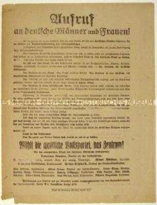 Aufruf der Zentrumspartei zur Wahl der Nationalversammlung 1919