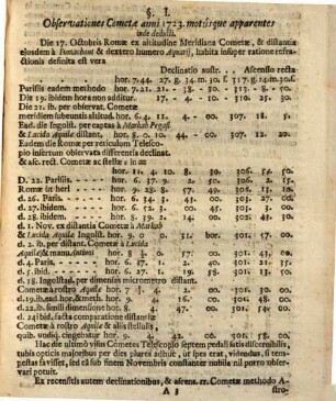 Exercitatio De Cometa Anni 1723.
