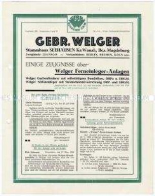 Kundengutachten über Getreidebeförderungen für Dreschmaschinen von der Firma Welger