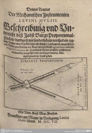 3: Beschreibung und Unterricht deß Jobst Burgi Proportional Circkels ...